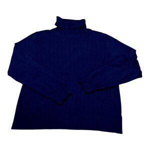 Linda Matthews Sweater Womens XL Navy Turtleneck Knitwear Pullover Everyday